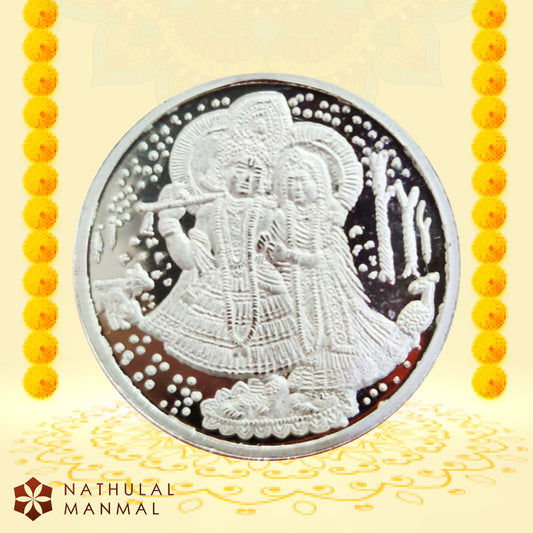 10g Radha Krishna Pure Silver Coin - 99%