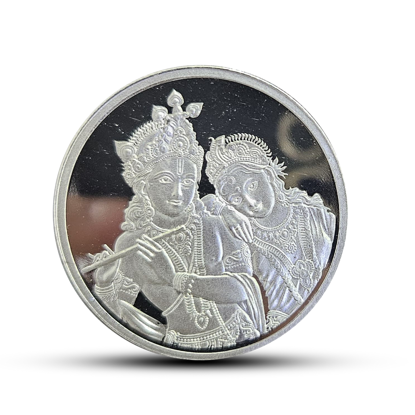 10g Radha Krishna Pure Silver Coin - 99% Matte