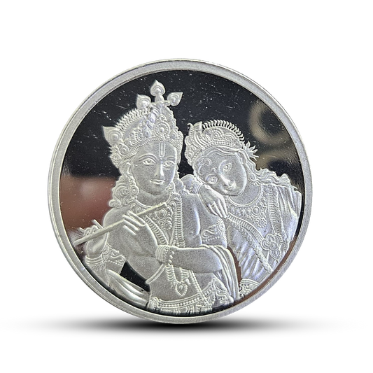 10g Radha Krishna Pure Silver Coin - 99% Matte